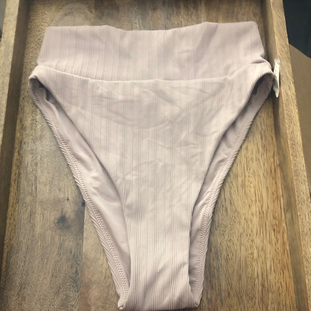 aerie High-Waist Ribbed Bikini Bottoms in Tanish brown